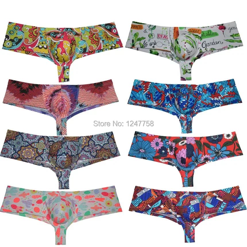 Male Panties Boxers Men Underwear U Convex Pouch Underpants Trunks Bokserki Brazilian Bikini Printed Homewear Shorts