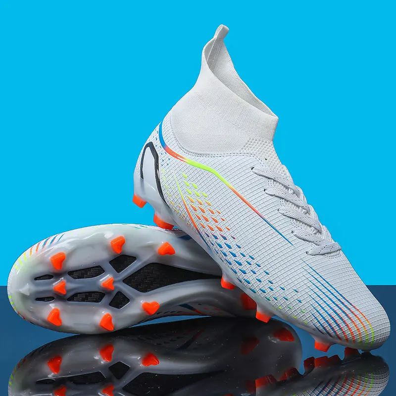 

Men Soccer Shoes New Football Boots Sneakers Cleats Grass Training Sport Indoor Students Ankle Long Spikes Cleats TF Futsal