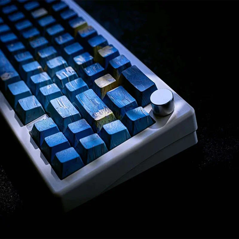 Starry night on the banks of the Rhone, mechanical keyboard PBT keycap five-sided hot sublimation original factory, side engravi