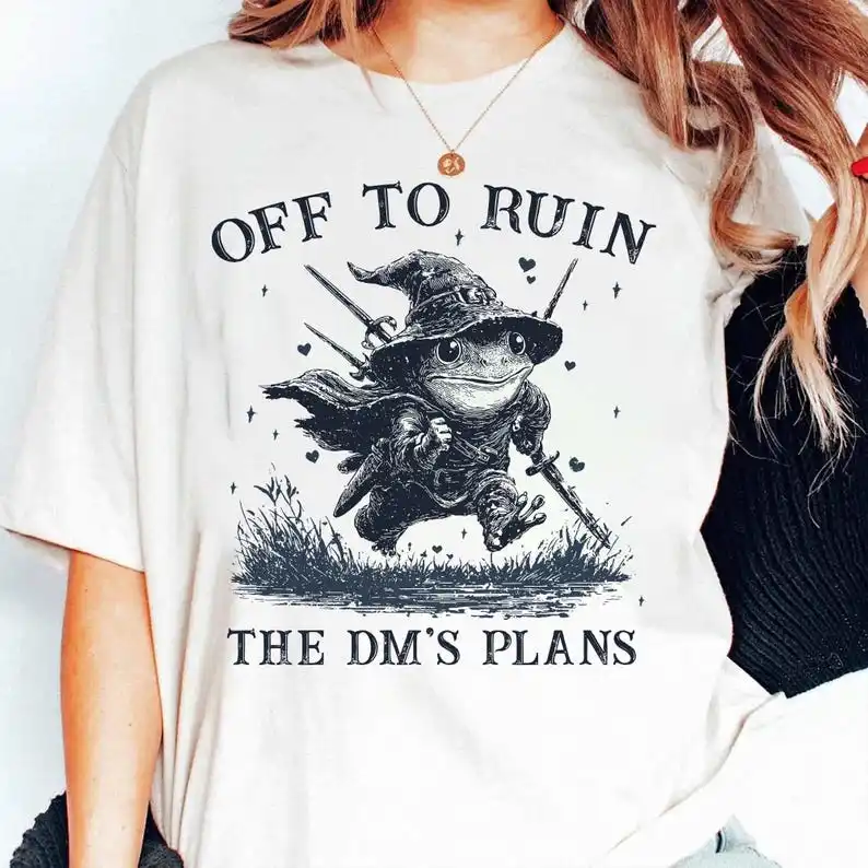 Off To Ruin The DM’s Plans Shirt, Funny Frog Wizard Shirt, Chaotic Tabletop RPG Gamer Tee, Adventurer Gift