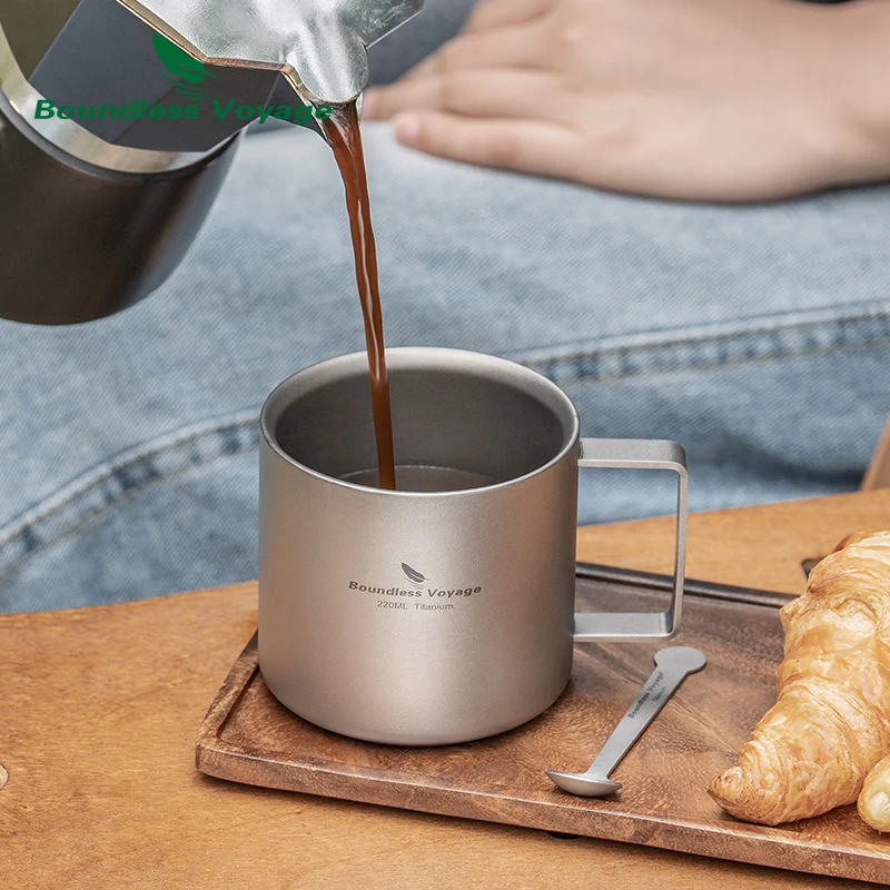 Boundless Voyage Titanium Double Wall Coffee Cup 220ML Camping Mug Mini Outdoor Tableware Ti3052D gallery 4