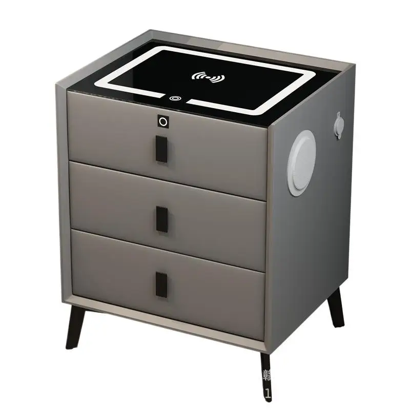 Smart bedside table modern simple light luxury all solid wood multi-function wireless charging