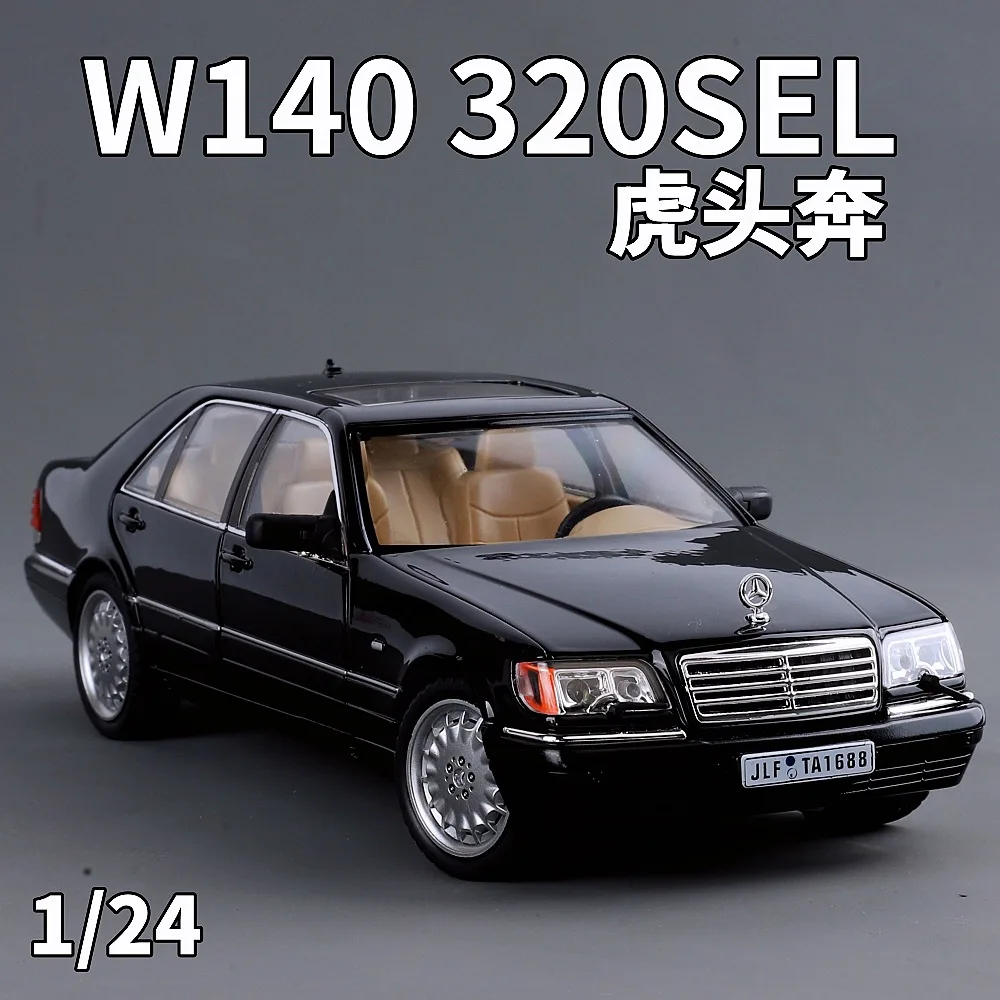 1:24 Mercedes-Benz W140 320SEL High Simulation Diecast Car Metal Sound Light Alloy Model Car Children's Toys Collection Gifts