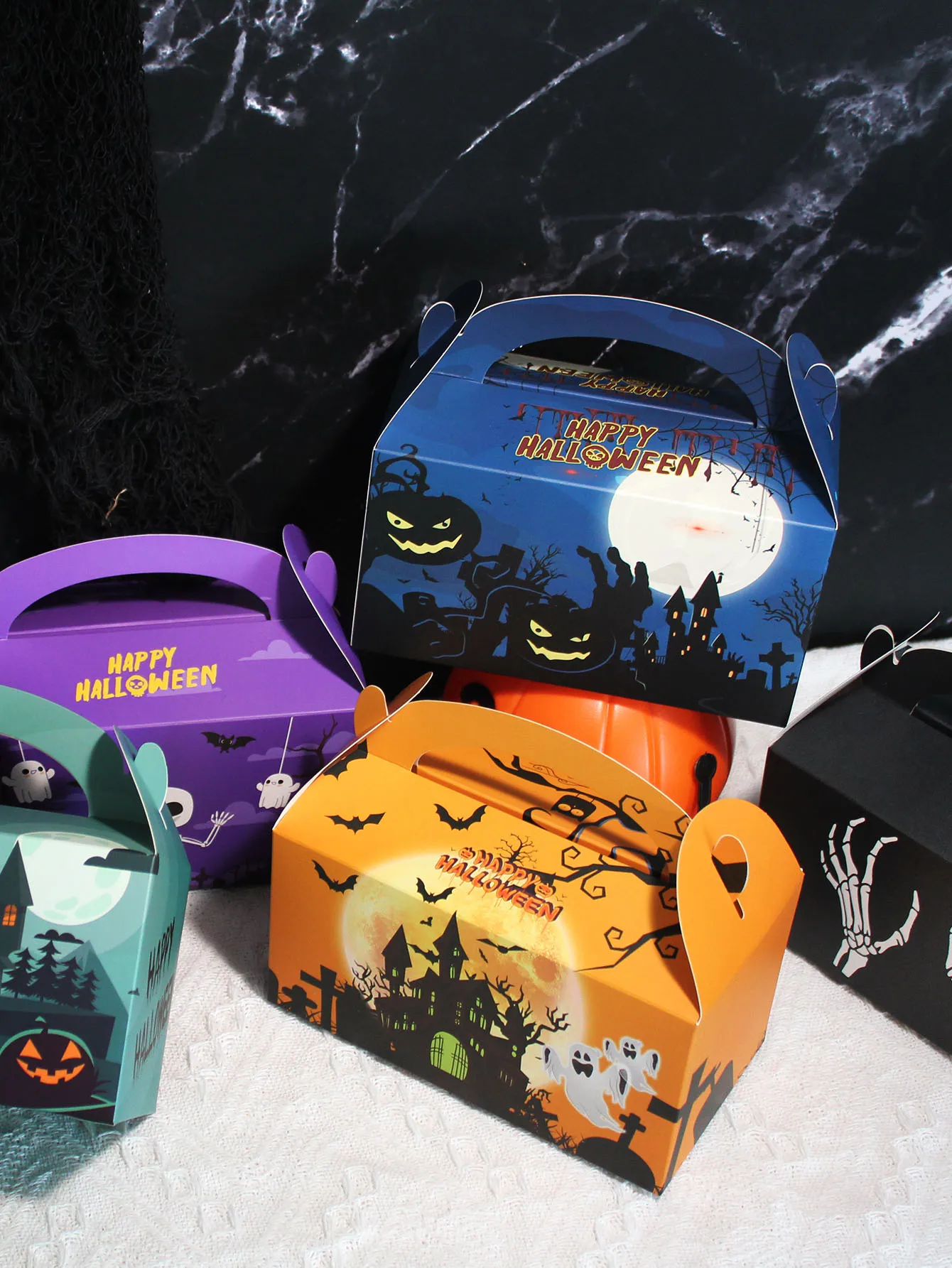 5/10pcs Creative Candy Packaging Box Halloween House Nougat Biscuit Candy Cake Paper Box Halloween Gift Holiday Party Decoration