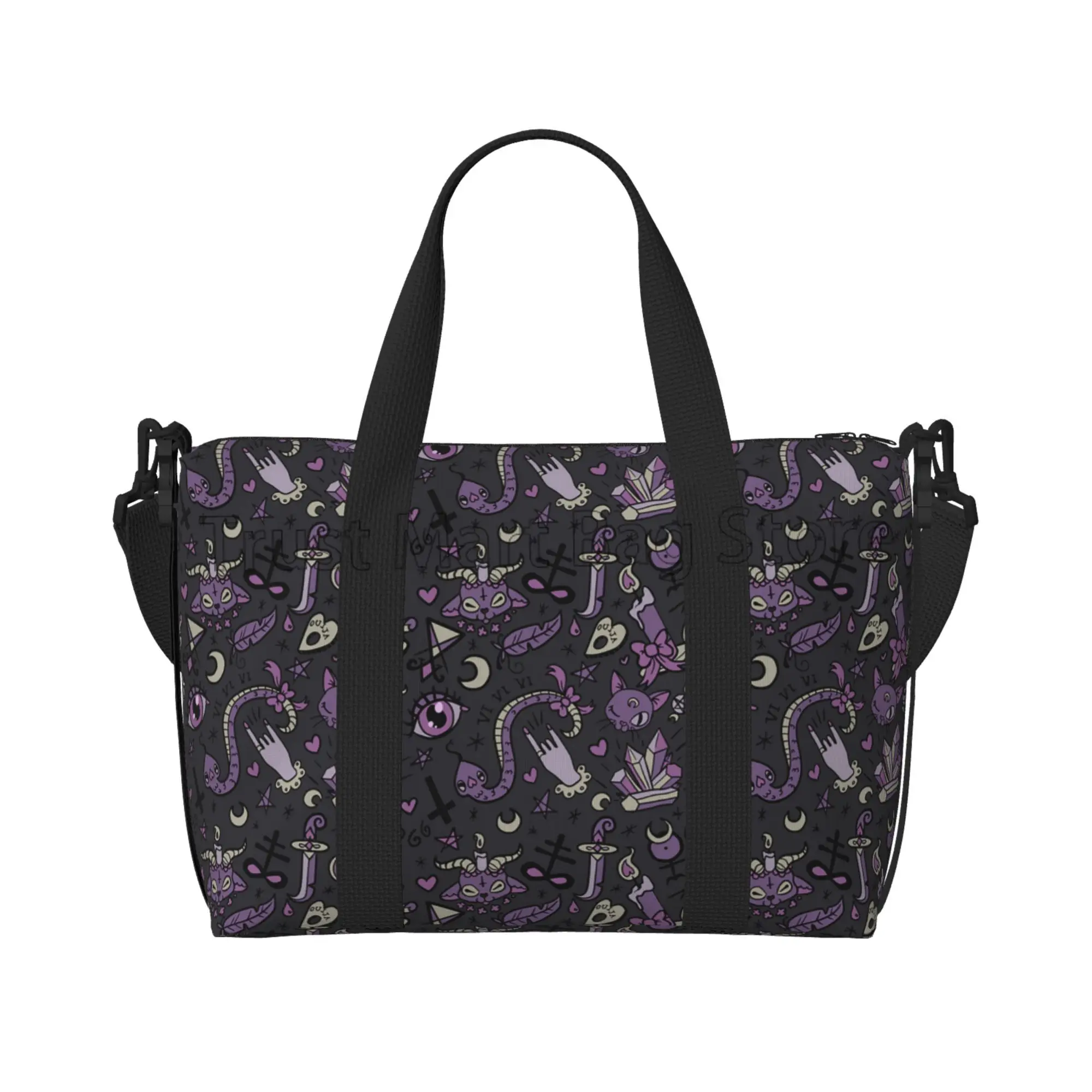 Bolsas Goth Spooky Duffel para esportes, bolsa de ginástica, bagagem de viagem, bolsas para homens e mulheres, preto, roxo, treino