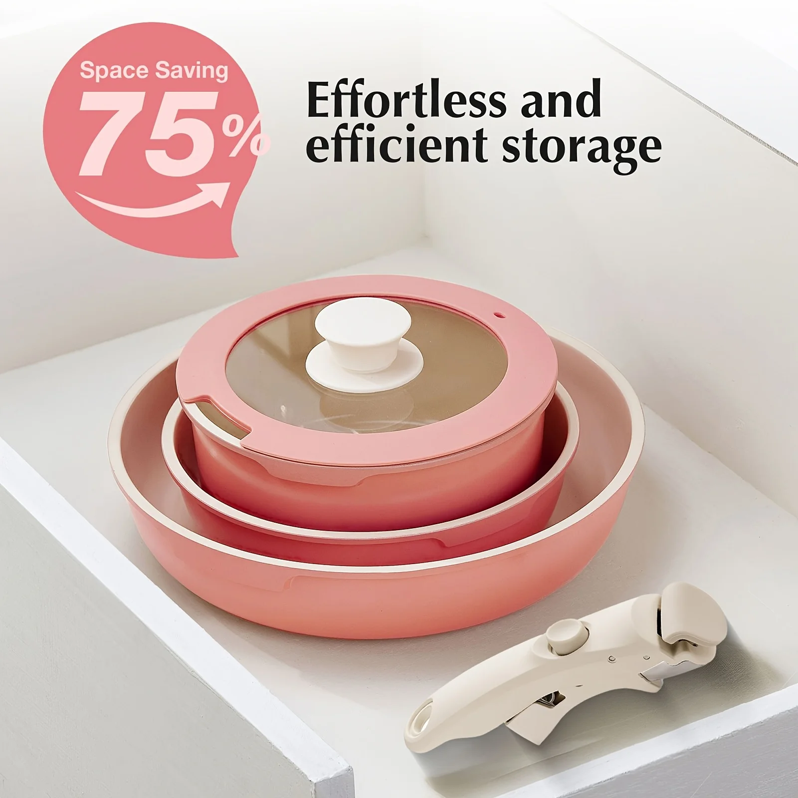 

5pcs Set Of Aluminum Pots And Pans, Including Detachable Handle Soup Pot, Frying Pan, Non-stick Pan, Kitchen Items, Kitchen Accessories, Pots And Pans Set, Ceramic Cookware Set Nonstick Pots And Pans Set, Kitchen