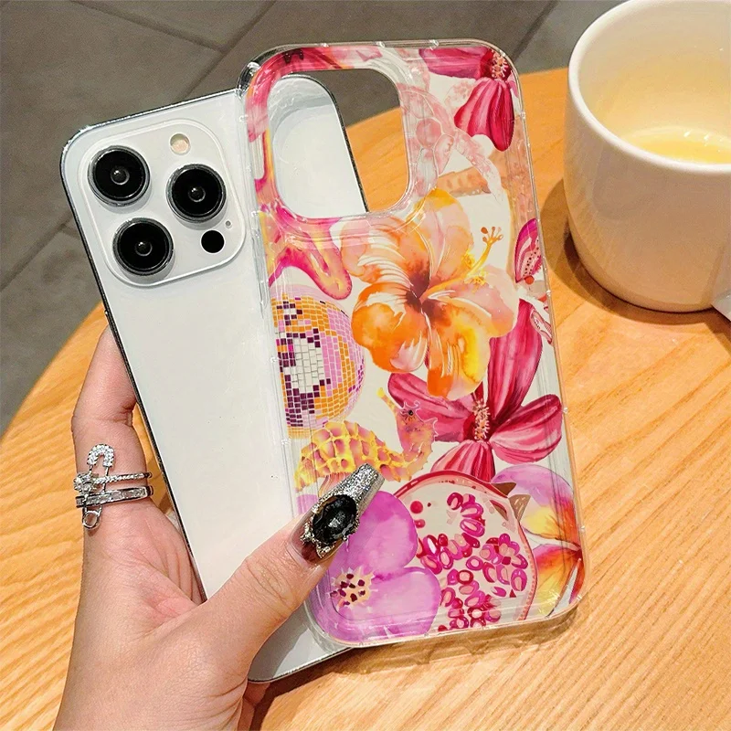 아이폰 11부터 17 프로 맥스 플러스까지 꽃무늬 디자인의 투명 TPU 보호 케이스로 완벽한 보호와 정밀한 낙하 보호 기능을 제공합니다.