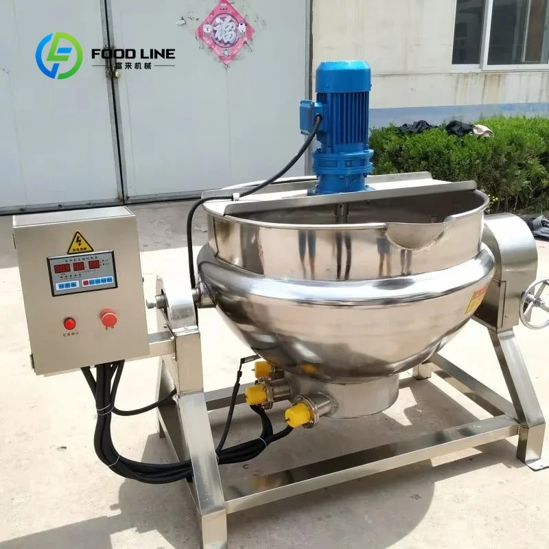 Customized Electric Heating Tilting Jacketed Kettle Stainless Steel Cooking Pot With Stirrer Sauce Jam Soup Food Cooker