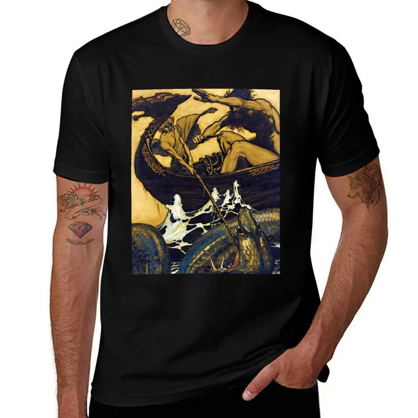 Sea Battle - Arthur Rackham T-Shirt Functional Casual Short Sleeve Tee T-Shirt