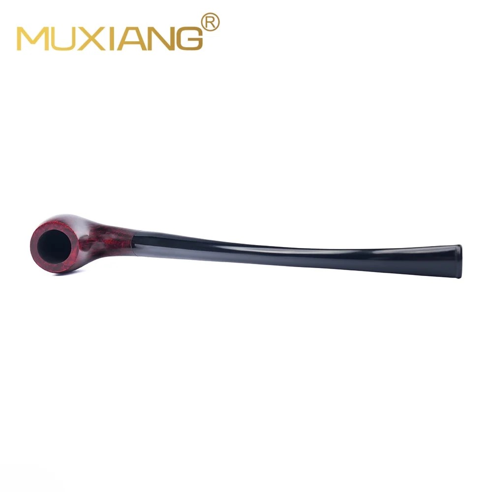 MUXIANG Long Stem Churchwarden Briar Wood Pipe Bent Billiard 9mm Filter Handmade Premium Tobacco Smoking Gift for Men