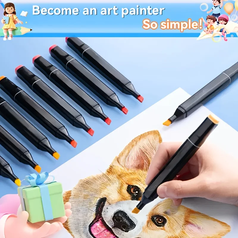 

24/36/48pcs Oil-Based Dual-Tip Markers, Design Stickers, Office Supplies, Party Favors, Art Supplies, Ideal Valentine's Day Gift