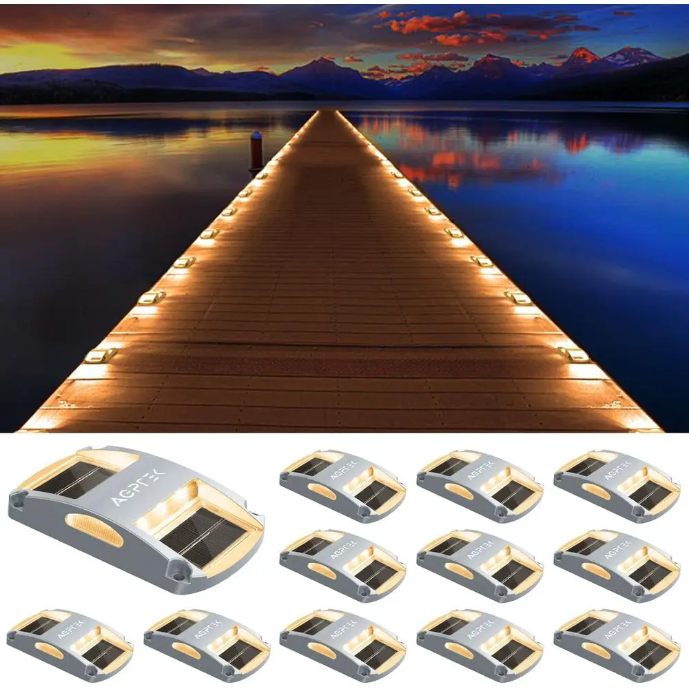 

Набор из 12 уличных светодиодных светильников для подъездных дорог - водонепроницаемые светильники для террас, причалов, морских зон и садовых дорожек, теплый белый свет