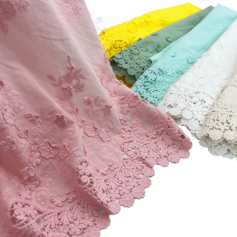 

Multi-color Refined Cotton 3D Embroidery Bilateral Positioning Flower Cloth Lolita Princess Skirt Fabric for Spring Summer