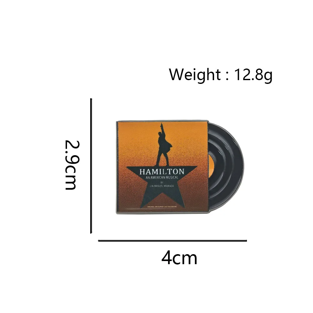 Hamilton – An American Musical – Brosche, klassisches, bekanntes Theater-Anstecknadel-Design, schwarzes Vinyl-Schallplatten-Abzeichen, Stern-Silhouette, Schmuck, Geschenk. – Detail 2