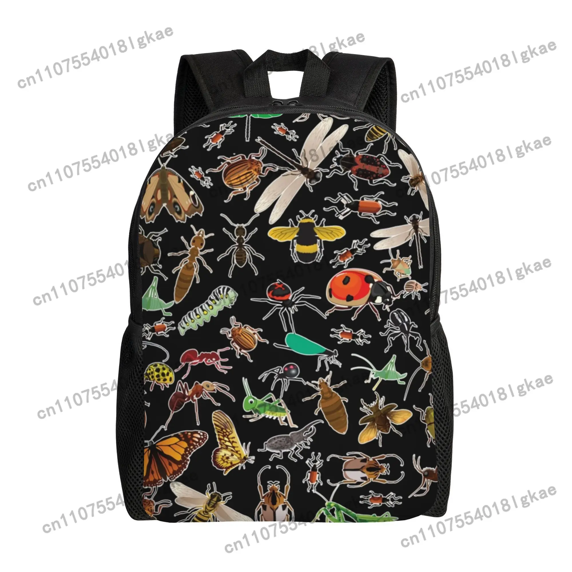 ZLIENSZUS Insect-Themed Backpack for & - Entomology Collector's Design with Beetle, Ladybug, Grasshopper & Ant Patterns - Lightw