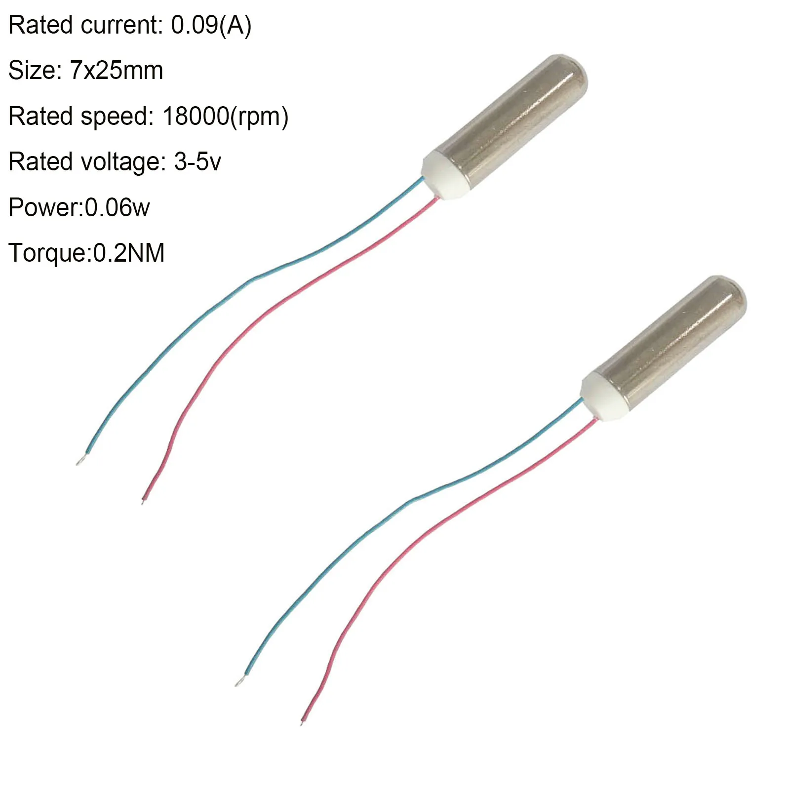 2PCS 7x25mm DC Coreless Vibration Motor Massager Motor for Electric Toothbrush Waterproof 18000rpm
