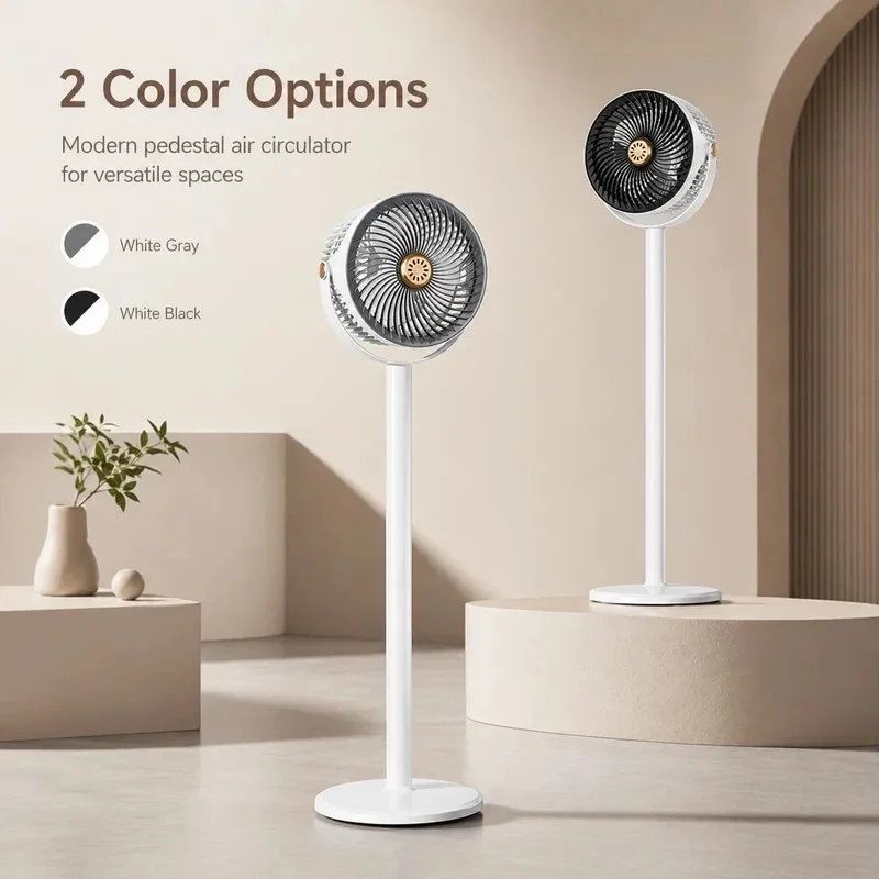 NEW 2-in-1 Modern Air Circulator Fan 5 Speeds 4 Heights Quiet Portable Pedestal Stand Fan USB-C for Home Bedroom Office Camping