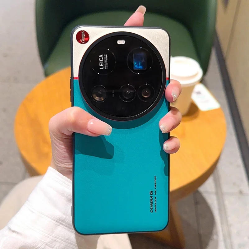 For Xiaomi Mi 17 15 14 Ultra Case Luxury Contrast Color Ultra-Thin Leather Lens Protection Shockproof Hard Back Case Accessories