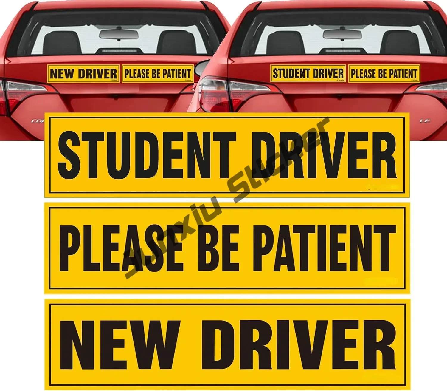 3 Pieces Package Duck New Driver Sticker Cute Corgi Bunny Siberian Husky Student Driver Please Be Patient Keep Distance Safety