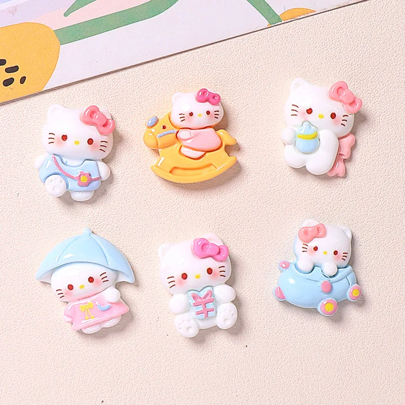 5pcs Play Hello Kitty resin flatback cabochons diy jewelry making materials handmade junk case charms