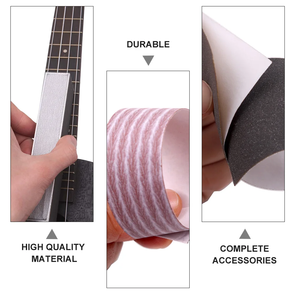 

4 Pcs Guitar Silk Polishing Ruler Fingerboard Guard Accessory Replacement Sandpaper Kit Fret Leveling Beam