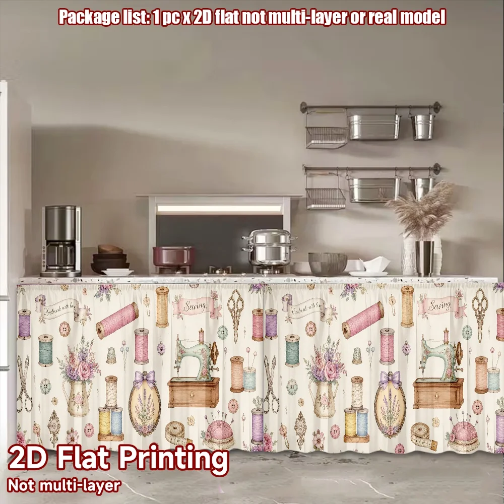 2D flat 1pc French romantic style Vintage Sewing Elements Digital printing The rod-mount design makes installation convenient
