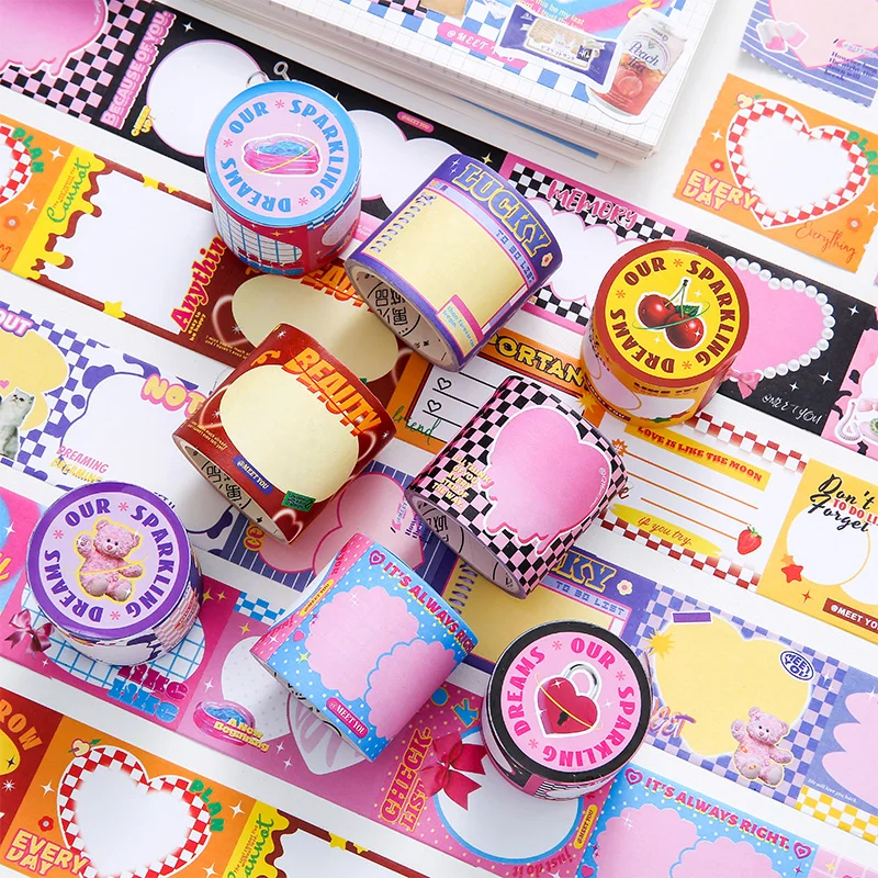 Leuke Retro Notitie Tape Decoratie Plakboek Dagboek Diy Journal Memo Pad Masking Tapes Kawaii Briefpapier School Supplies