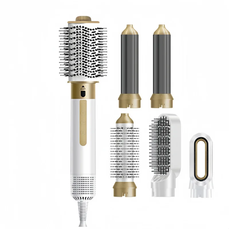 6-in-1 Hair Dryer Brush Interchangeable Blow Dryer Styler Hot Air Comb Hair Straightener Multi Curling Hair Styler Blower