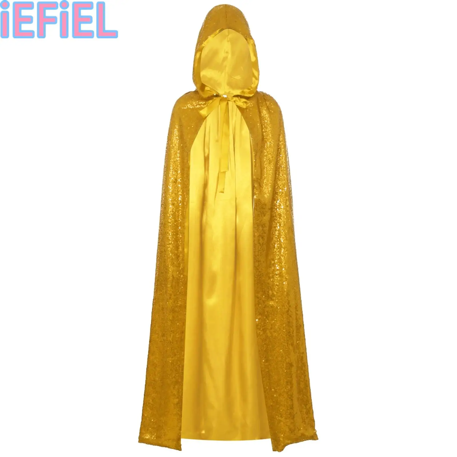 

Women Sequins Princess Hooded Cape Costume Shiny Sequins Fairy Mermaid Cloaks for Halloween Cosplay Party Christmas