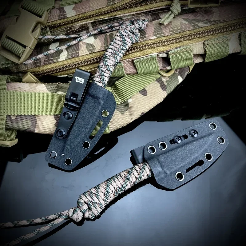 

MKC Outdoor Straight Knife Nylon Rope Handle Pocket Knife Sheath Suitable for Climbing Hiking Hunting Fishing Knife Gift for Men