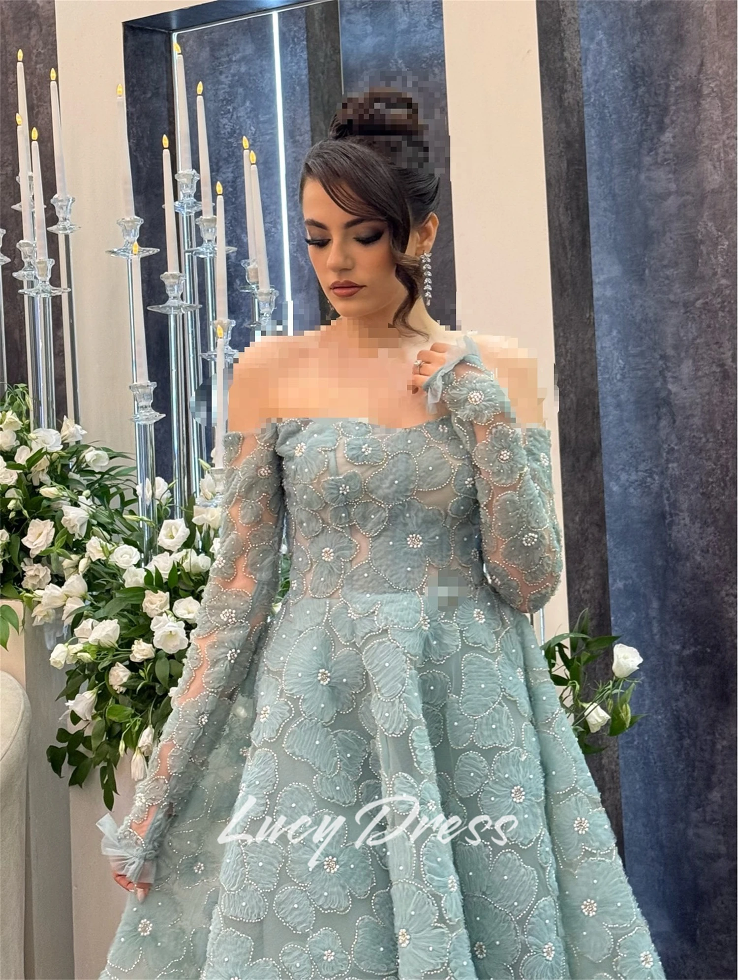 Lucy Abito da festa personalizzato Abiti da sposa e abiti da sera 2025 Abito da donna per occasioni speciali Abiti da ballo in tessuto floreale