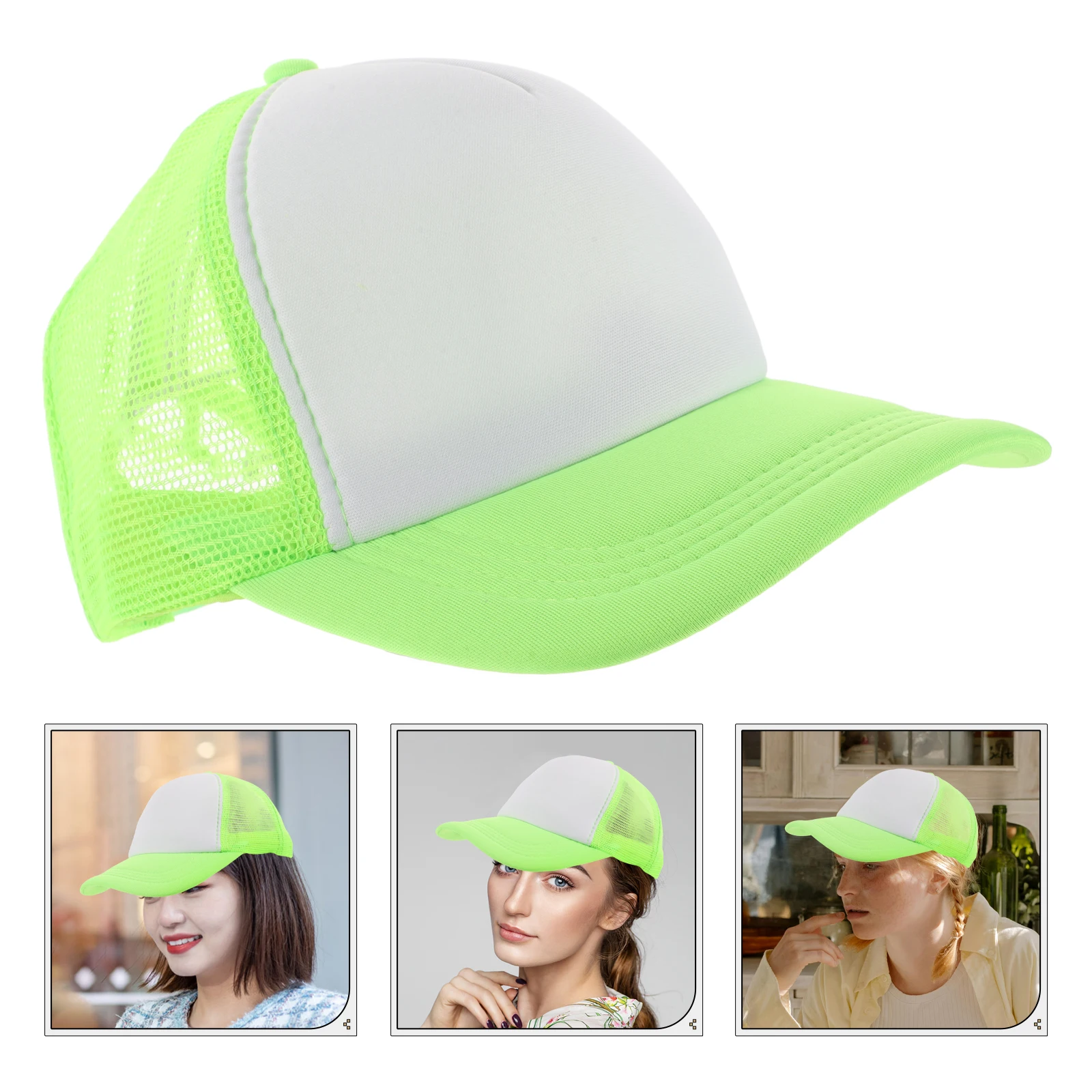 

5pcs Color Block Baseball Cap Blank Trucker Hats Bulk Diy Sublimation Mesh Back Adjustable Unisex Outdoor Kids Caps Boys