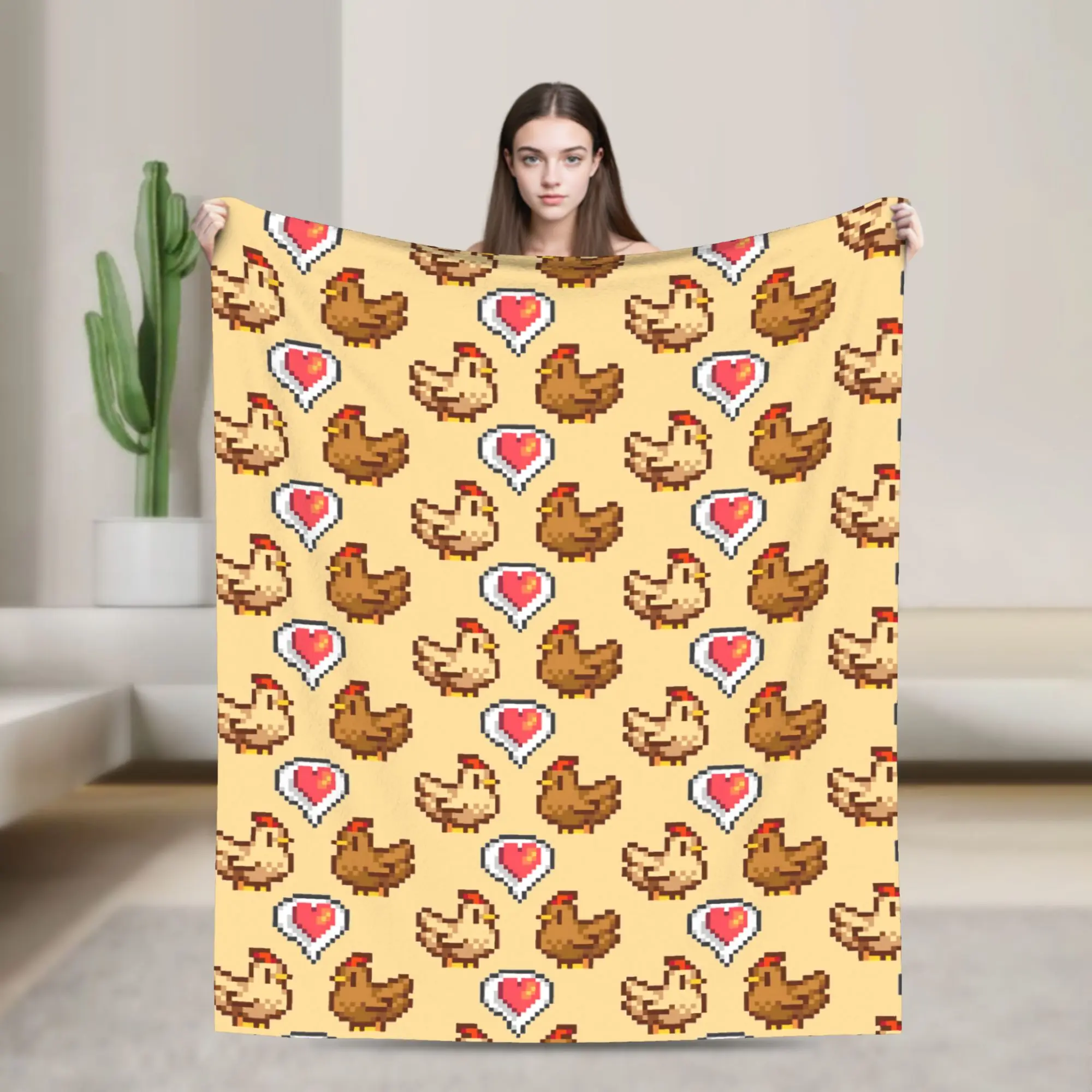 Warm Soft Blankets Travel Office Stardew Valley Chicken Love Throw Blanket  Flannel Bedspread For Outdoor Fashion Sofa Bed Cover