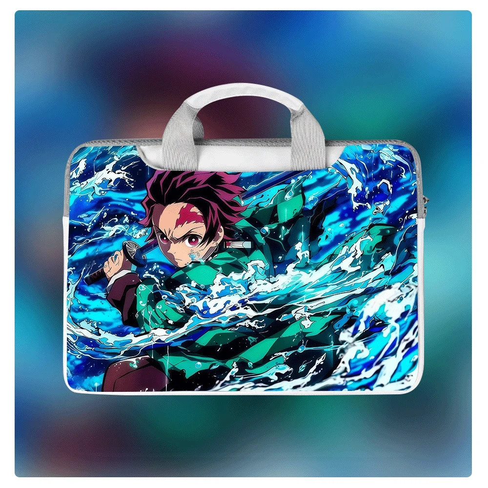 

Милая аниме-сумка для ноутбука 12-16 дюймов с персонажем Demon Slayer, водонепроницаемая, из ПУ, на плечо, через плечо, с плюшевой подкладкой, защитный чехол