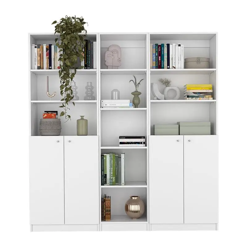 

3-Piece Living Room Set with 3 Bookshelves, White Finish