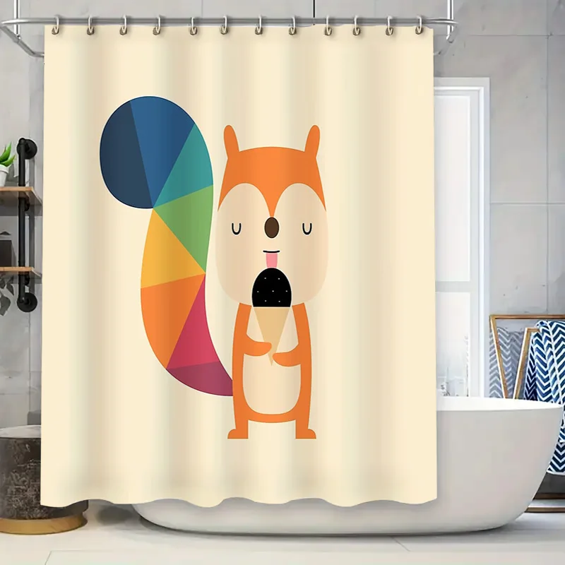 لطيف الغابات الحيوانات دش الستار الغابات الثعلب الغزلان أرنب الحمام ديكور مجموعة مقاوم للماء خمر مزرعة نمط المنزل #1