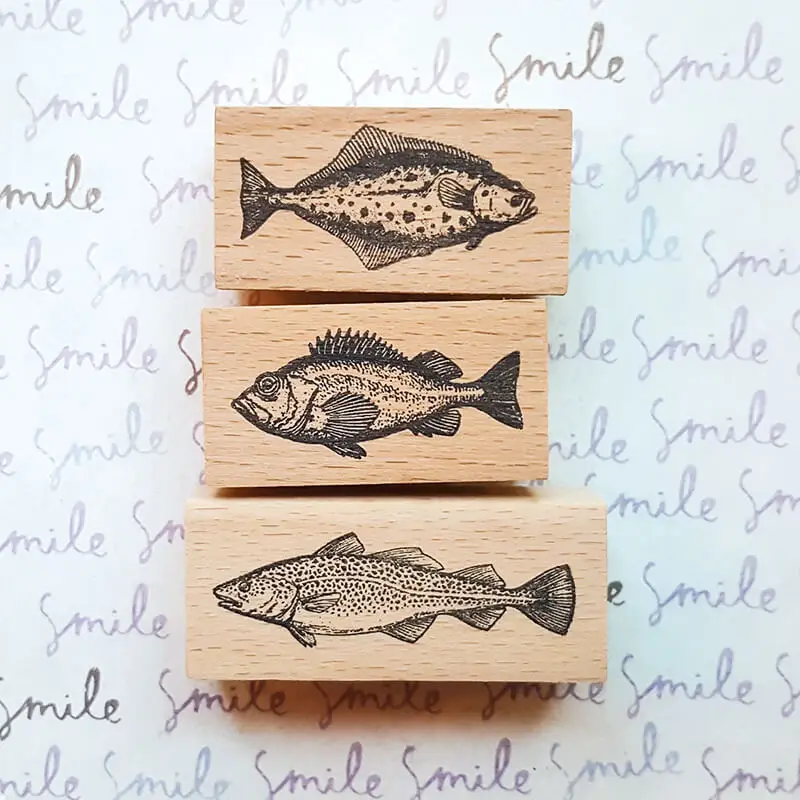 Fish Stamp Scrapbooking Ocean Marine Life Journaling Diary Decoration DIY Craft Kawaii Wooden Stamps — zdjęcie produktu 3