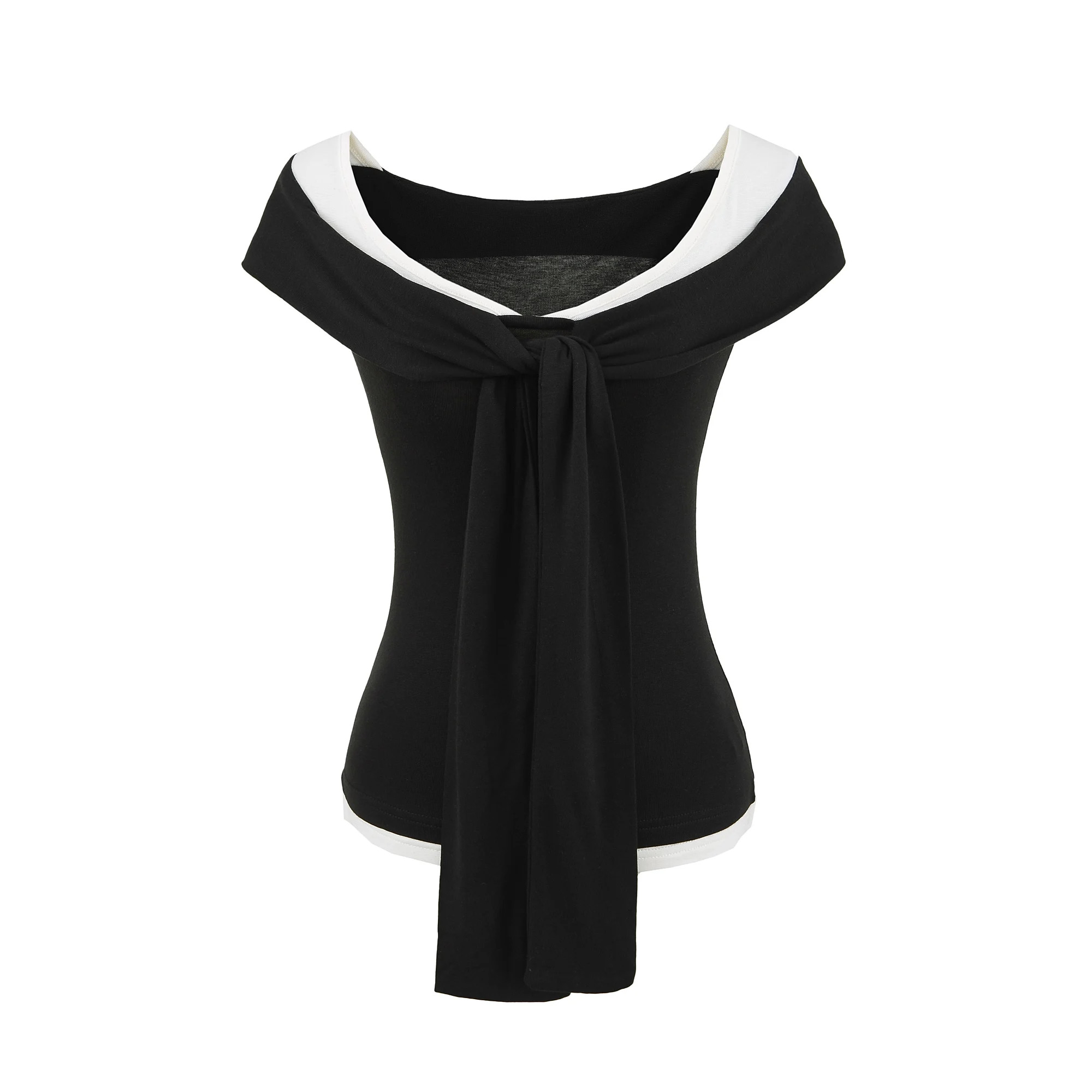 Slim Fit ort oulder T-irt Women's Summer Hot Girl Design Sense Color Blo ort Top Commute Sle Other Material Sve