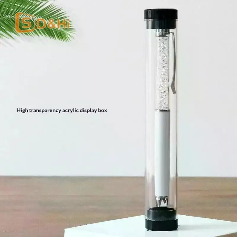 10Pcs/Set Pen Holder Case Cylinder Tube Pen Boxes Clear Ballpoint Pen Case Pen Container Storage School Office Supplies
