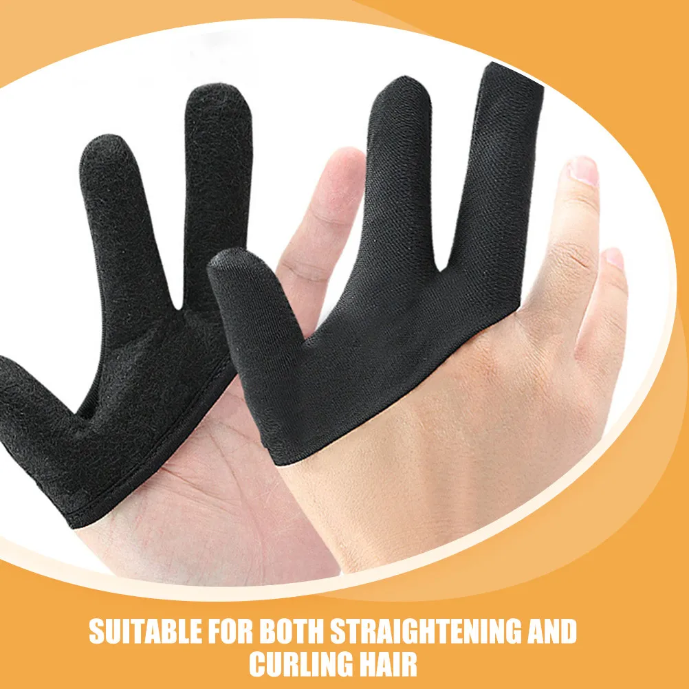 2Pcs Heat Resistant Hair Styling Gloves Three-Finger Design for Curling Irons Straighteners Heat Protection Salon Professional
