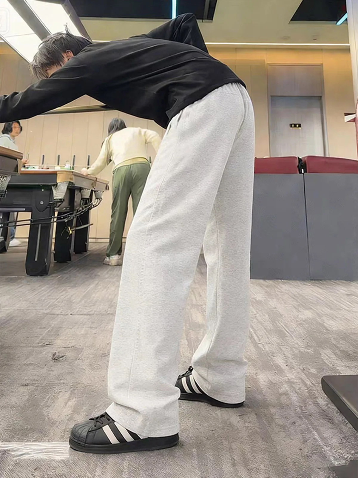 American Style Slim Fit Straight Leg Sport Pants Men's Casual Trousers Bell Bottoms mid Waist Elastic Casual Wear