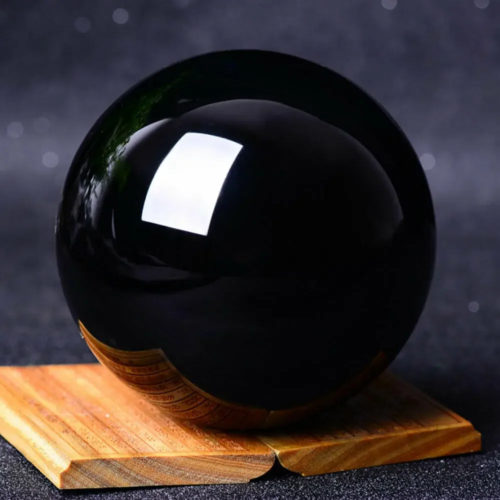 30mm-60mm Asian Natural Black Obsidian Sphere Quartz Crystal Magic Ball Healing Reiki Rock Stone Collectibles Without Base