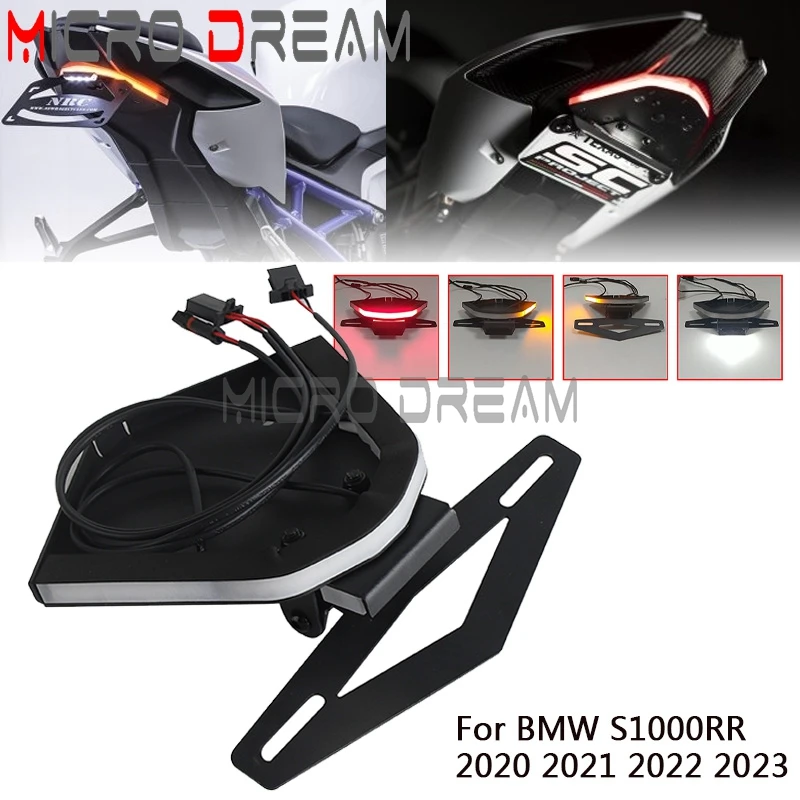 

For BMW S1000RR 2020 2021 2022 2023 Rear Tail Tidy Fender Eliminator Kit W/LED Turn Signal Light License Plate Lamp Bracket