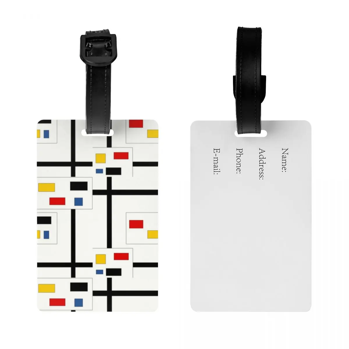 Custom Piet Mondrian Real Estate Luggage Tag Privacy Protection De Stijl Baggage Tags Travel Bag Labels Suitcase