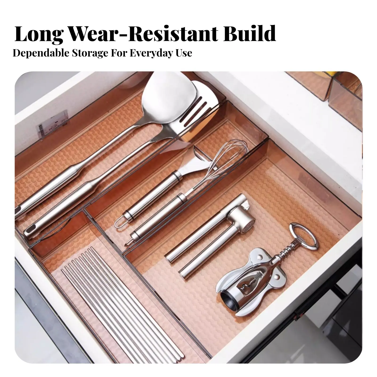 Separador de Cajones Configurable, Organizador de Cocina de Diseño Japonés, Diseño Transparente, Diseño Personalizable para Cocineros y Familias