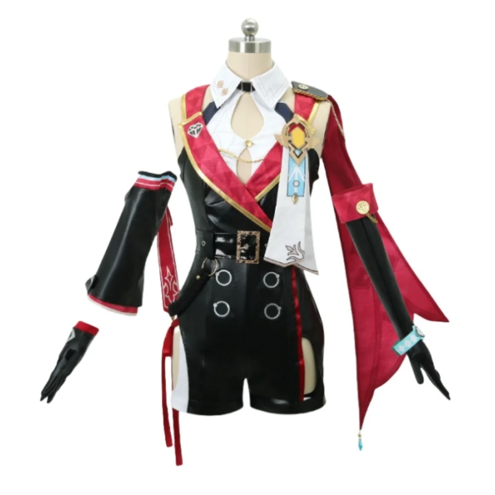 Topaz Cosplay Costumes Game Honkai Star Rail Popular Game Character Black gloves Red Clock Belt Grey and Red hair