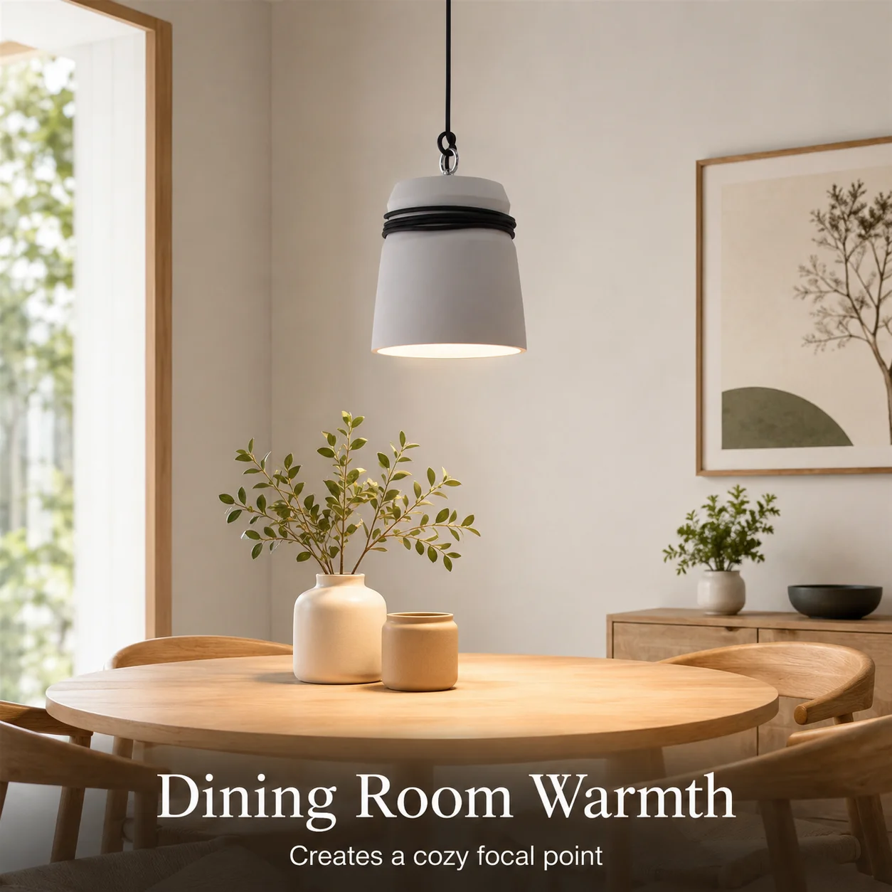 JOYINLED Minimalist Farmhouse Hanging Ceiling Lamp for Dining Room Cafe Decor Black Rope Cement chandeliers with E26 E27 Socket