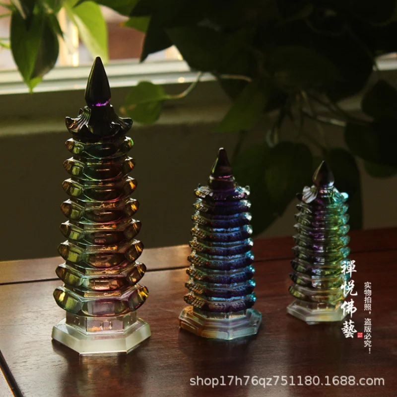 Traditional Glazed Wenchang Pagoda Nine-Layer Craft Ornament Multiple Size Options Factory Wholesale