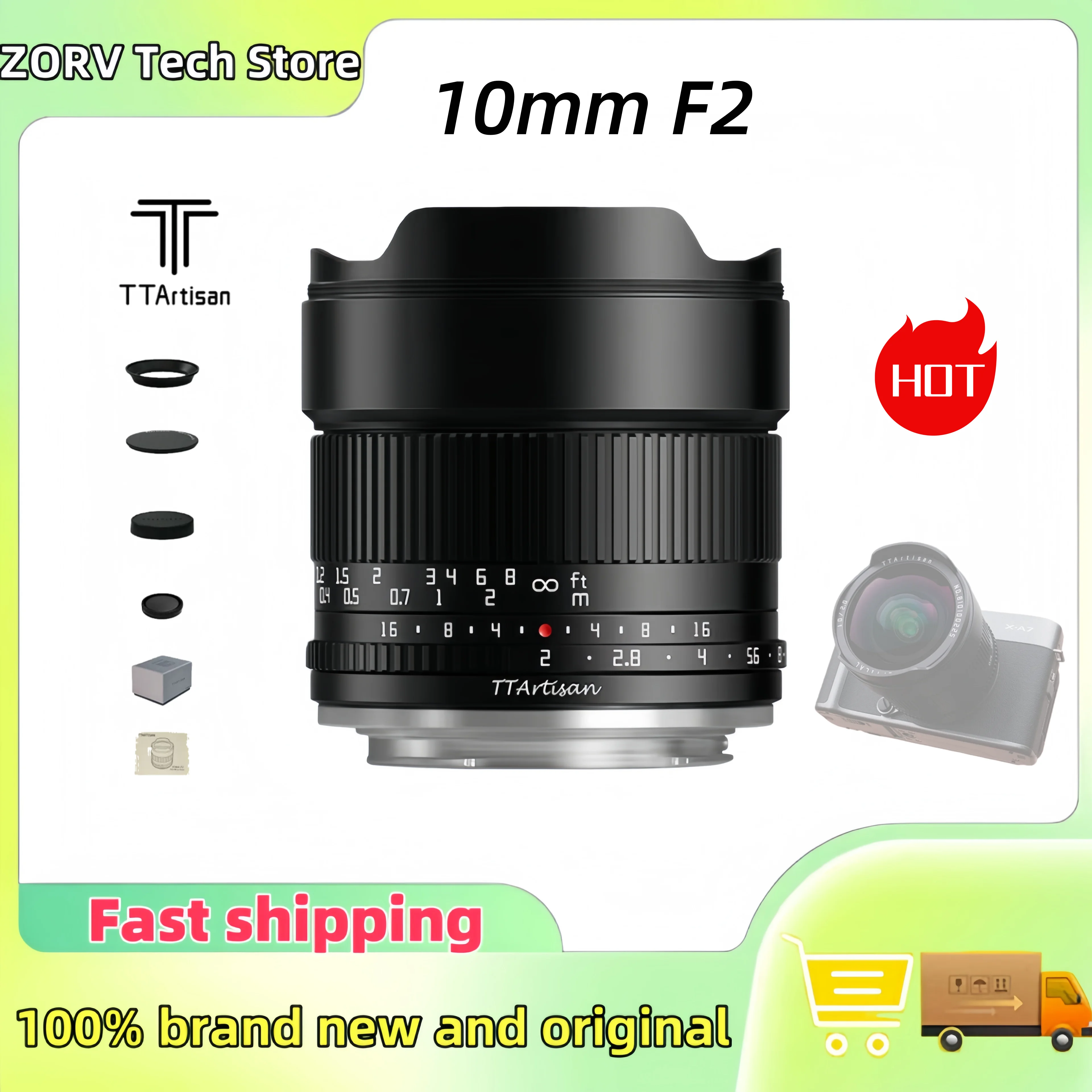 TTArtisan APS-C 10mm F2 ASPH 105° Ultra-wide Angle Lens for Camera Photography Sony E Fujifilm XF Nikon Z Canon EOS R M43 Mount