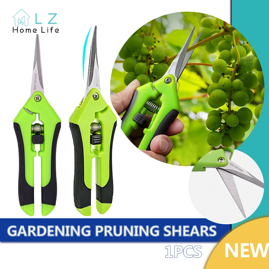 

Stainless Steel Gardening Scissors Hand Pruner Pruning Shears Trimming Scissors Grape Fruit Picking Weed Household Potted